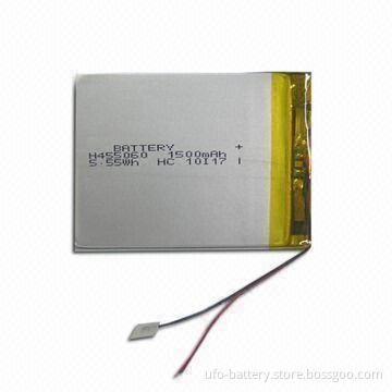 Lithium Polymer Battery with 3.7V Nominal Voltage and 1,500mAh Typical Capacity